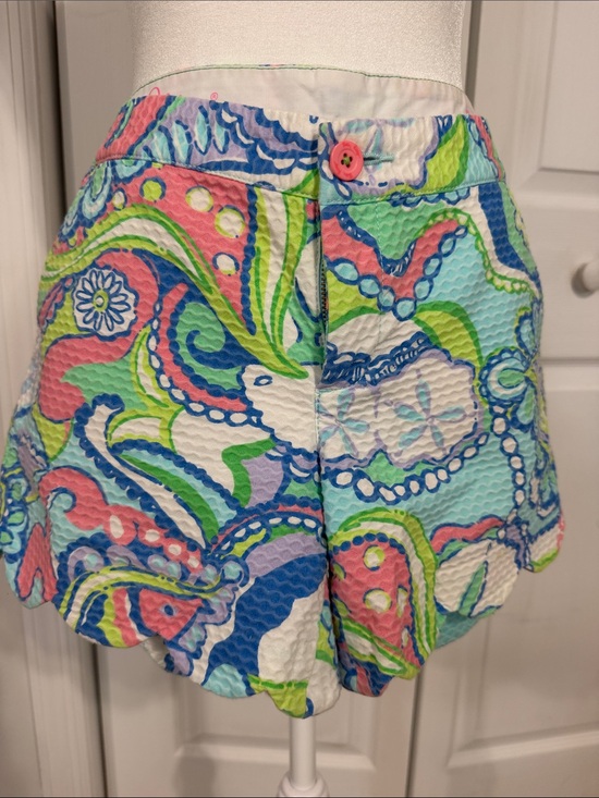 Lilly Pulitzer Pants - Lilly Pulitzer Multicolor Paisley Seersucker Shorts — Pink, Blue & Green